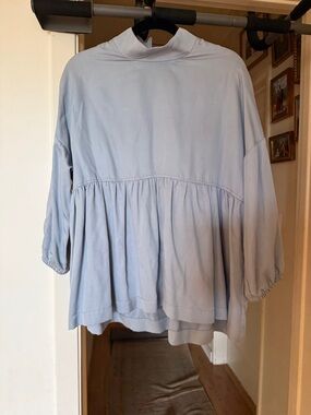 Eve Gravel Light Blue Peplum Tunic Top